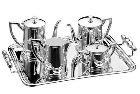 Jogo de Chá e café em metal com Banho de prata conservado