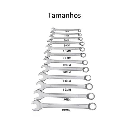 Imagem de Jogo De Chave Boca E Estrela Combinada 12 Pçs Aço 6 - 22 Mm - Bomder