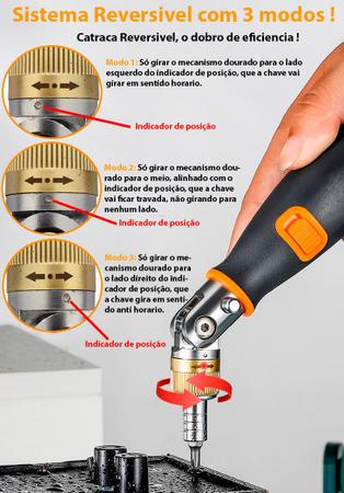 Imagem de Jogo de Chave Catracada Reversível Fenda Cruzada e Fenda Reta e Phillips Ponteiras Imã Aço Multi Bits Com 10 Pontas