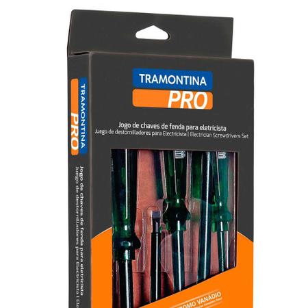Jogo de chave fenda e phillips isolada com 06 peças - Tramontina PRO Imagem de Jogo de chave fenda e phillips isolada com 06 peças - Tramontina PRO