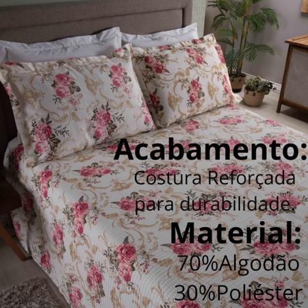 Imagem de Jogo De Cobre Leito Piquet Cama Queen 3 Peças Estampado