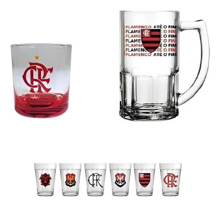 Jogo Flamengo de 6 Copos Americanos Escudos 190 ml - flamengo