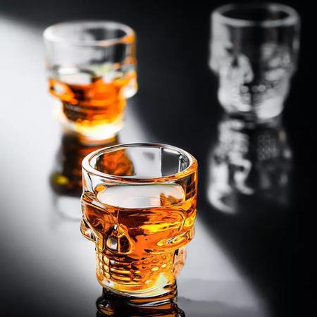 Imagem de Jogo De Copo De Vidro Dose / Shot Caveira Drink Whisky 6 Un