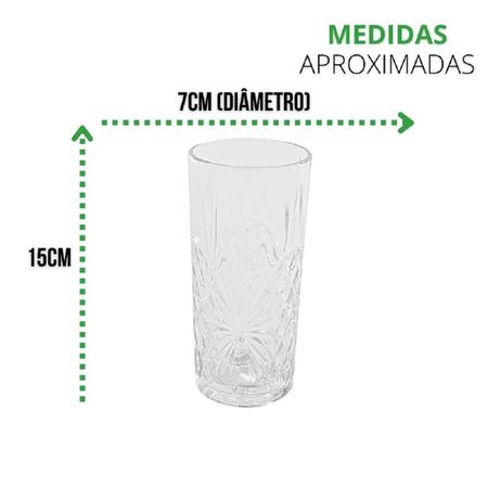 Jogo De Copos 340ml 6un Vidro Alto Rozana Com Detalhes - Casa Ambiente -  Copos - Magazine Luiza