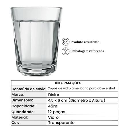 Jogo de Copos em Vidro 45ml Nadir Americano 6 Peças