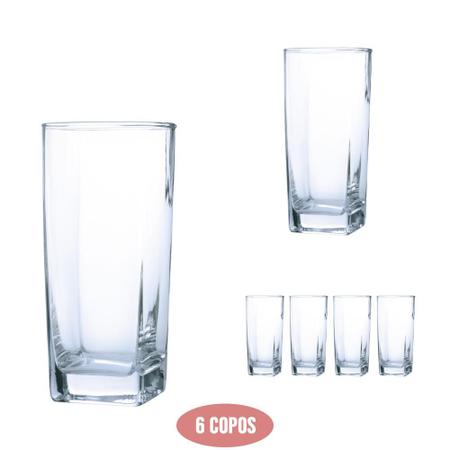 Jogo De Copos Chiques Vidro Quadrado 320ml Transparente - Casa Linda - Copos  - Magazine Luiza