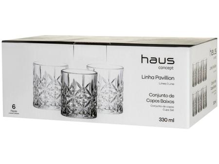 Jogo de Copos de Vidro 330ml Haus Pavillion – 6 Peças – Mega Promos