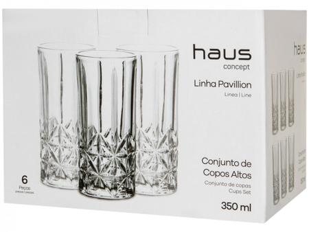 Conjunto de Copos Alto Pavillion, Haus, 6 Peças, 350ml, Vidro, Transparente  - 57716/125