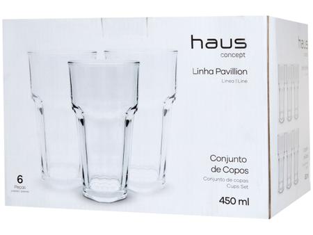 Jogo 6 Copo Alto 350ml Vidro Grosso Haus Pavillion 57716/127