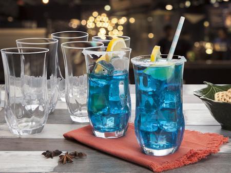 Jogo De Copo Vidro Azul 6 Unidades 355ml A13 Long Drink