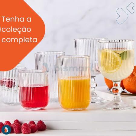 Imagem de Jogo de Copos de Vidro Canelado Transparentes Cozinha Água Suco 260ml pçs