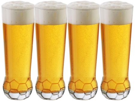 Imagem de Jogo de Copos de Vidro para Cerveja Transparente - 420ml 4 Peças Crisa Bola