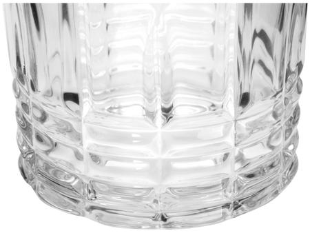 Jogo de Copos de Vidro Hexagonal para Whisky Fumê Ônix 6 peças 350ml