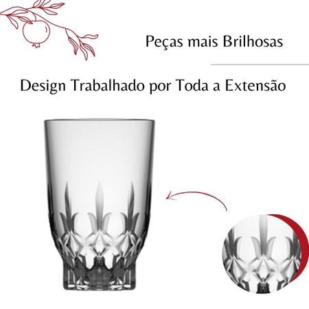 Imagem de Jogo De Copos Em Vidro Kit 6 Peças Cozinha Água Suco Drink