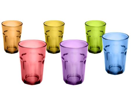 Jogo 6 Copos De Vidro Água Bolhas 450ml - Bon Gourmet - Colorido