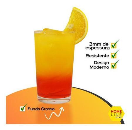 Jogo De Copos Vidro Grosso 340ml - 6 Unidades