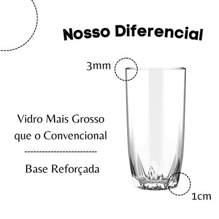Jogo Kit 6 Copos Altos 300ml Em Vidro Grosso Long Drink