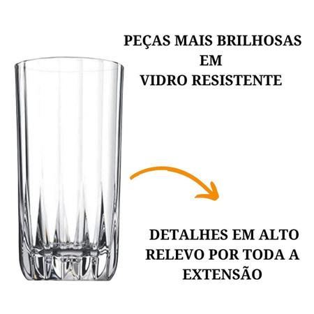 Imagem de Jogo De Copos Vidro Kit 6 Peças 320Ml Cozinha Água Suco