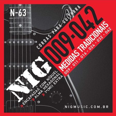 Imagem de Jogo De Cordas Para Guitarra 09 Nig N 63 + Mi Extra +palheta