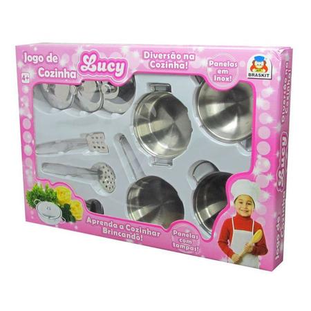 Imagem de Jogo De Cozinha Brinquedo Infantil Inox Menina Lucy Braskit