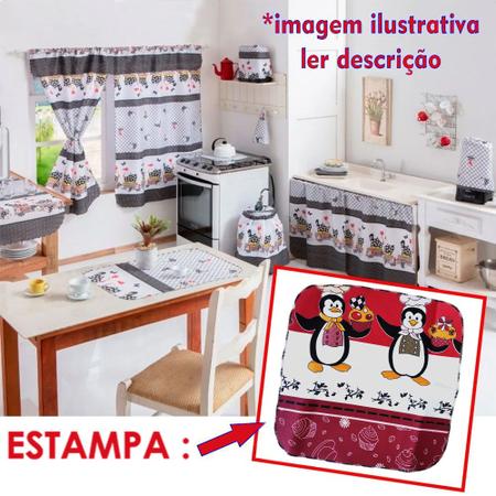 2 Kit Jogo De Cozinha Estampados Tergal 10 Peças - RYANE - Kit