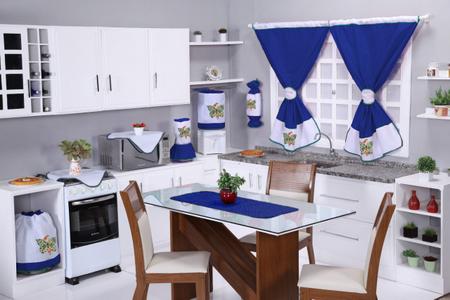 Jogo de cozinha kit com 10pçs tecido na cor Azul Tergal - EMPÓRIO DO LAR -  Cozinha Compacta / Completa - Magazine Luiza