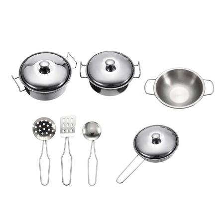 Jogo de Cozinha Lucy Inox – com 3 tampas – Braskit Brinquedos