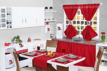 Jogo De Cozinha Com Cortina Completo 10 Peças - decoração Galinha Vermelha