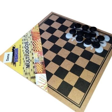 Jogo de Dama Madeira Peças Plasticas 25x25 - Pangue - Jogo de