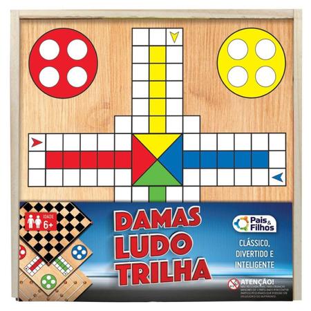 Ludo e Trilha no Estojo de Madeira