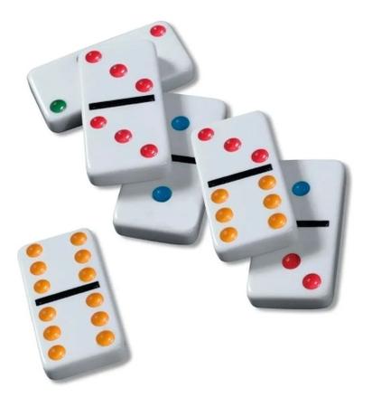 Jogo de Dominó com 28 Dominós Colorido com 12 Instruções - Dominoes - Jogo  de Dominó, Dama e Xadrez - Magazine Luiza