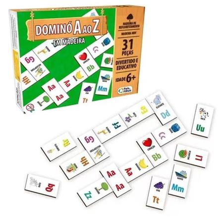 Jogo Educativo Dominó A ao Z 31 Peças Madeira Pais e Filhos – DreamToys