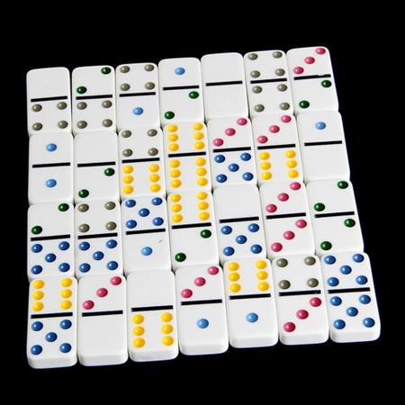 Dominó Dominoes com 28 Peças de 9mm e Estojo Lata + Baralho MB Teach com  108 Cartas