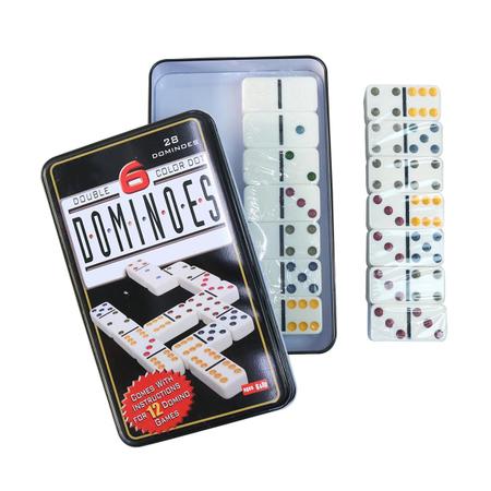 JOGO DOMINO 9MM PLASTICO NA LATA 28 PECAS 12 X 19,5 X 3,5 CM - 1914