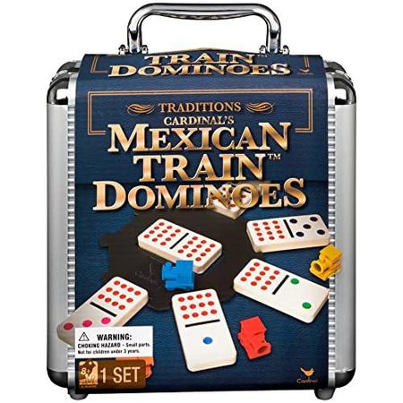 Imagem de Jogo de dominó Mexicano em estojo de alumínio para famílias e crianças maiores de 8 anos