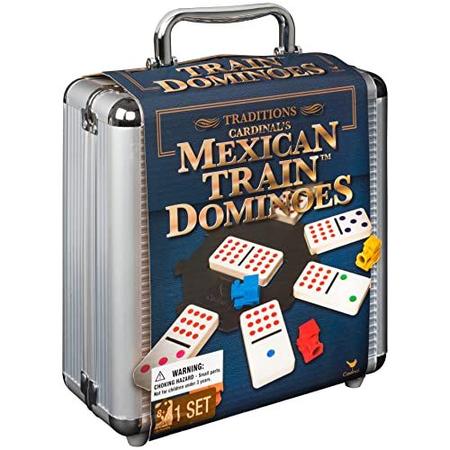 Imagem de Jogo de dominó Mexicano em estojo de alumínio para famílias e crianças maiores de 8 anos