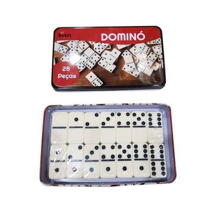 Jogo De Domino Com Estojo Em Lata 28 Peças Diversão Garantida