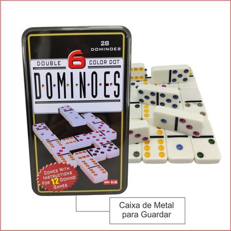 Jogo de Dominó Profissional 28 Pedras Peças Osso Estojo Luxo Metal Jogos -  JOGO DE DOMINO 28 PEDRAS ESTOJO METAL - Jogo de Dominó, Dama e Xadrez -  Magazine Luiza