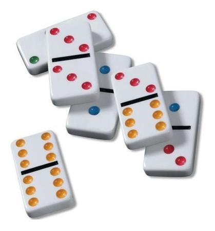 Jogo domino 28 pecas profissional osso maleta coloridas diversao