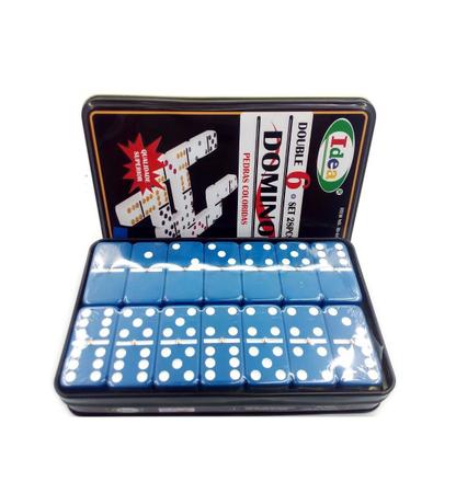 Jogo Domino Profissional Colorido 28 Peças Com Estojo Metal