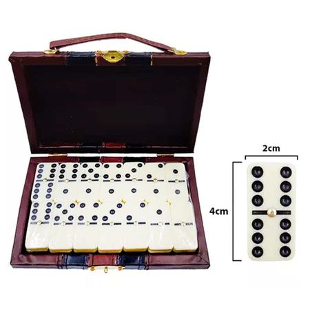 Jogo de Dominó Profissional Osso Maleta Couro Wellmix - Papelaria