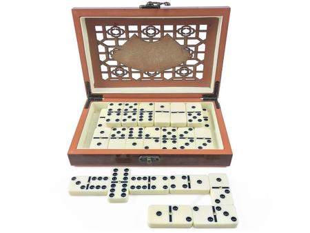 Antigo jogo de Mah-Jongg em estojo de madeira