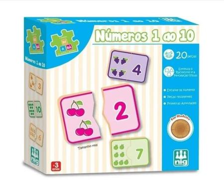 Jogo De Encaixar Números 0 a 10 20 Peças Nig Brinquedos