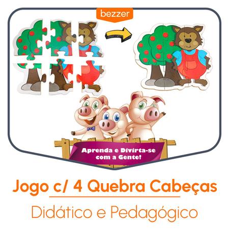 Quebra-Cabeça De Madeira Alfabeto Animais Jogo Infantil Didático Educativo