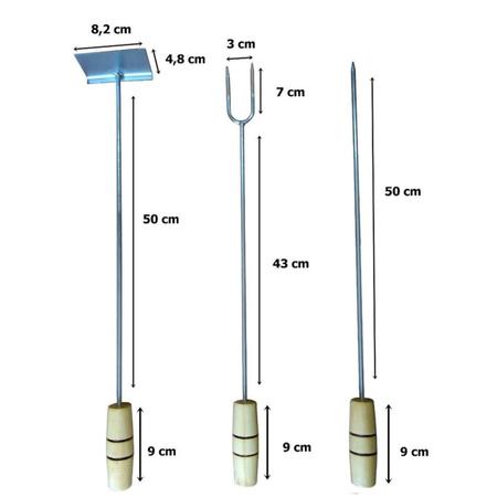 Jogo De Espeto Churrasco 49 Cm 2 Duplos 2 Simples + Suporte