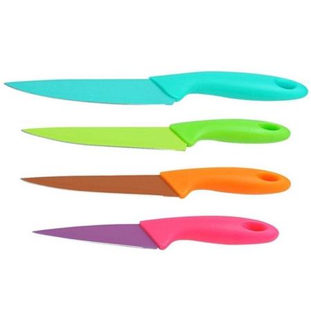 Imagem de Jogo de Faca de Cozinha kit com 4 unidades Coloridas Inox de Qualidade Inoxidavel - SQ