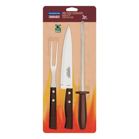 Kit para Cozinha 3 Peças Garfo Faca e Chaira Kala