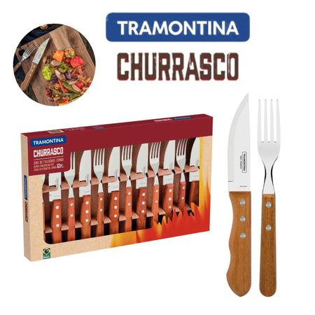 Jogo Churrasco Tramontina Classic Faca Jumbo e Garfo Aço Inox Alto Relevo  12 Peças 66928637 - CASA ATIVA LTDA