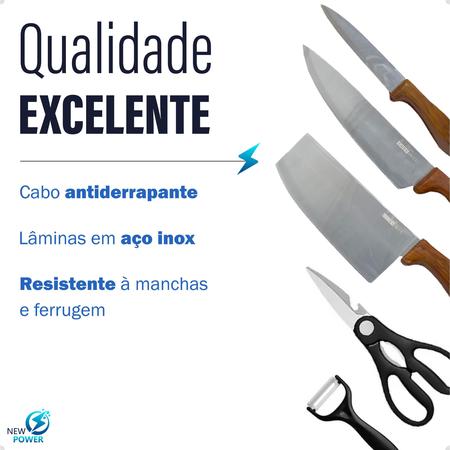 Imagem de Jogo De Facas Kit 5 Peças Para Chef Cozinha Aço Inoxidável Gourmet Linha Premium