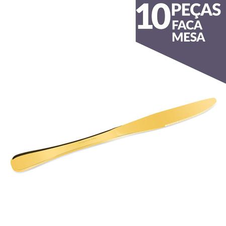 Imagem de Jogo de Facas Mesa Aço Inox Ouro 10 Peças Gourmet Mix